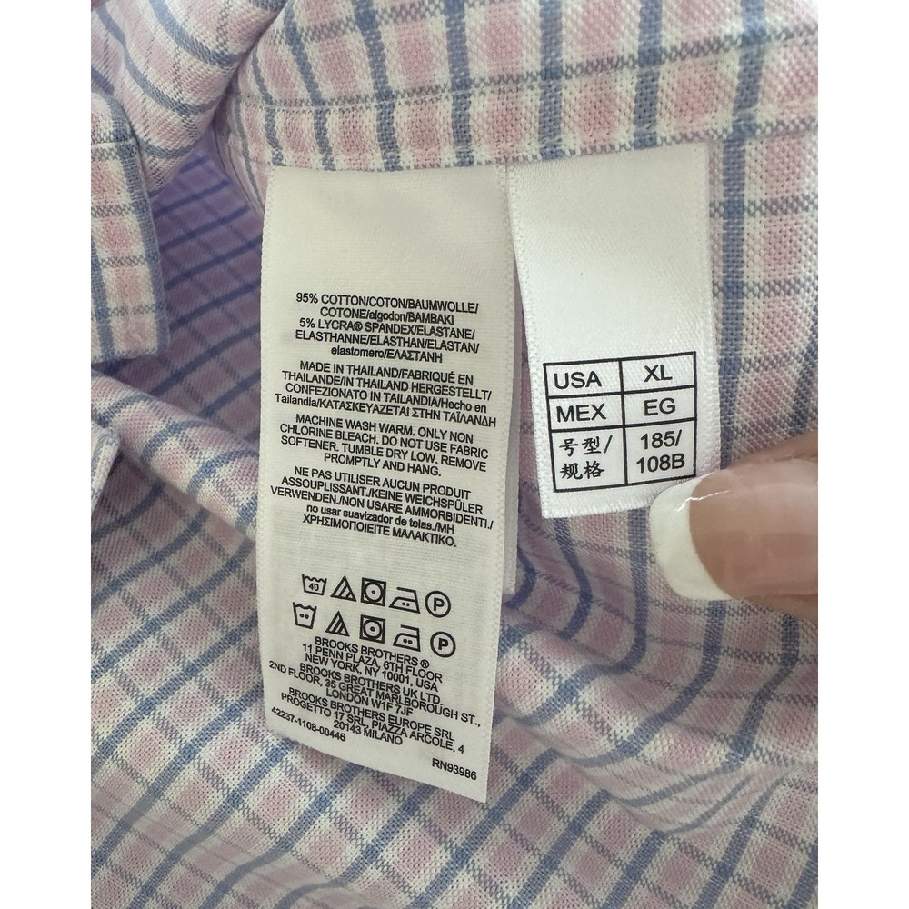 Brooks Brothers 1818 Regular Polo Shirt Mens XL Pink Non-Iron Long Sleeve Button - Picture 5 of 7